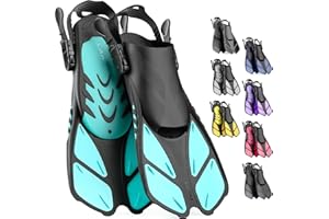 CAPAS Snorkel Fins, Swim Fins Travel Size Short Adjustable for Snorkeling Diving Adult Men Women Kids Open Heel Swimming Flip