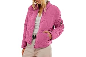 Gacaky Women's Lightweight Cropped Quilted Jacket Winter Warm Zip Long Sleeve Puffer Jacket Coat with Pockets