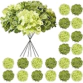Cherica Hydrangea Artificial Flowers, 20 Pcs Green Hydrangea Artificial Flowers Bulk, Faux Hydrangea Flowers for Outdoor, Fake Silk Hydrangea Flowers with Stems for Wedding Decoration Decor