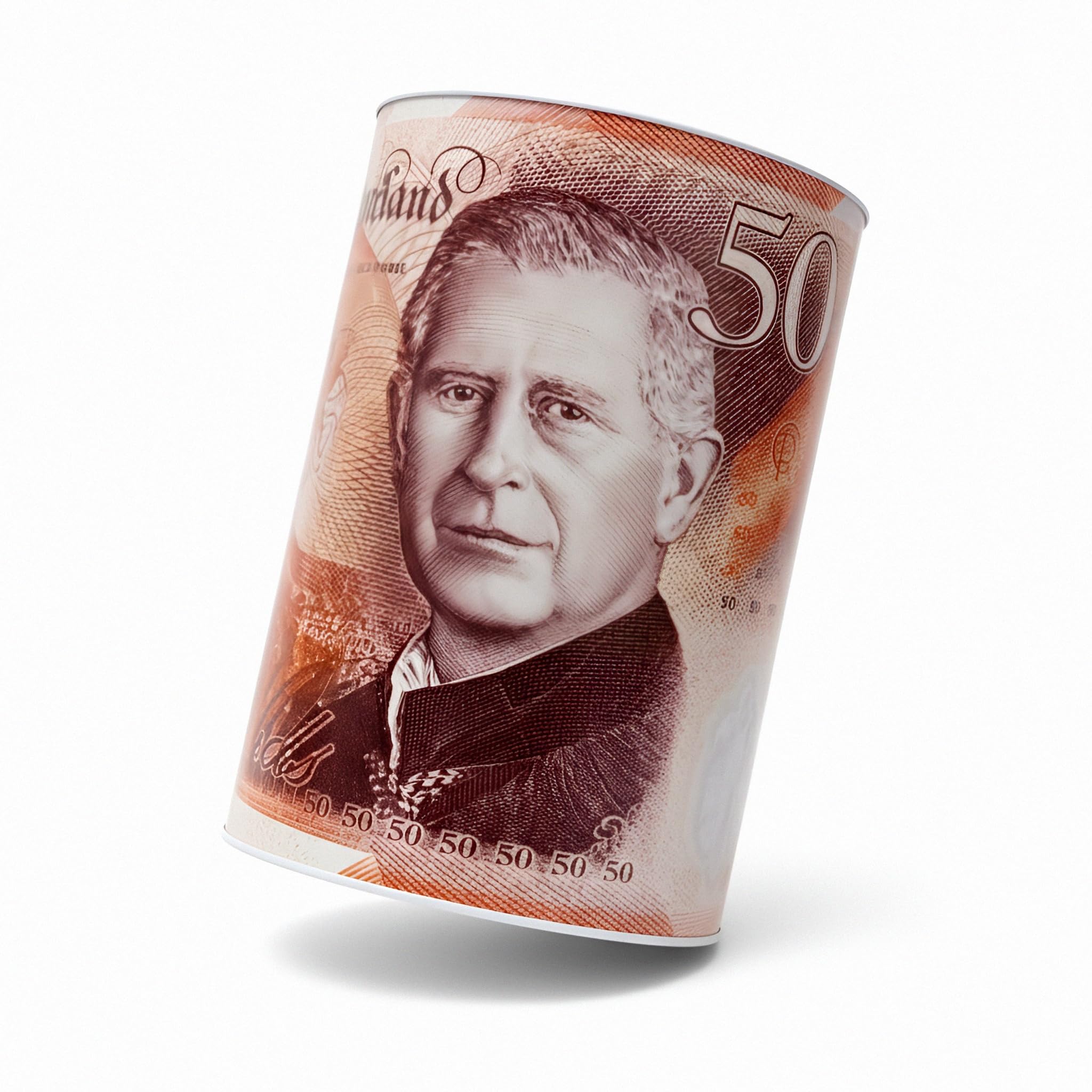 Vintage Money savings Tin Box | CashBox | LockBox | MoneyBox Notes Design safes Tinplate Multi Color For Kid & Adults Can Printed Bank Note £50 Size Large Jumbo (Large, £50)