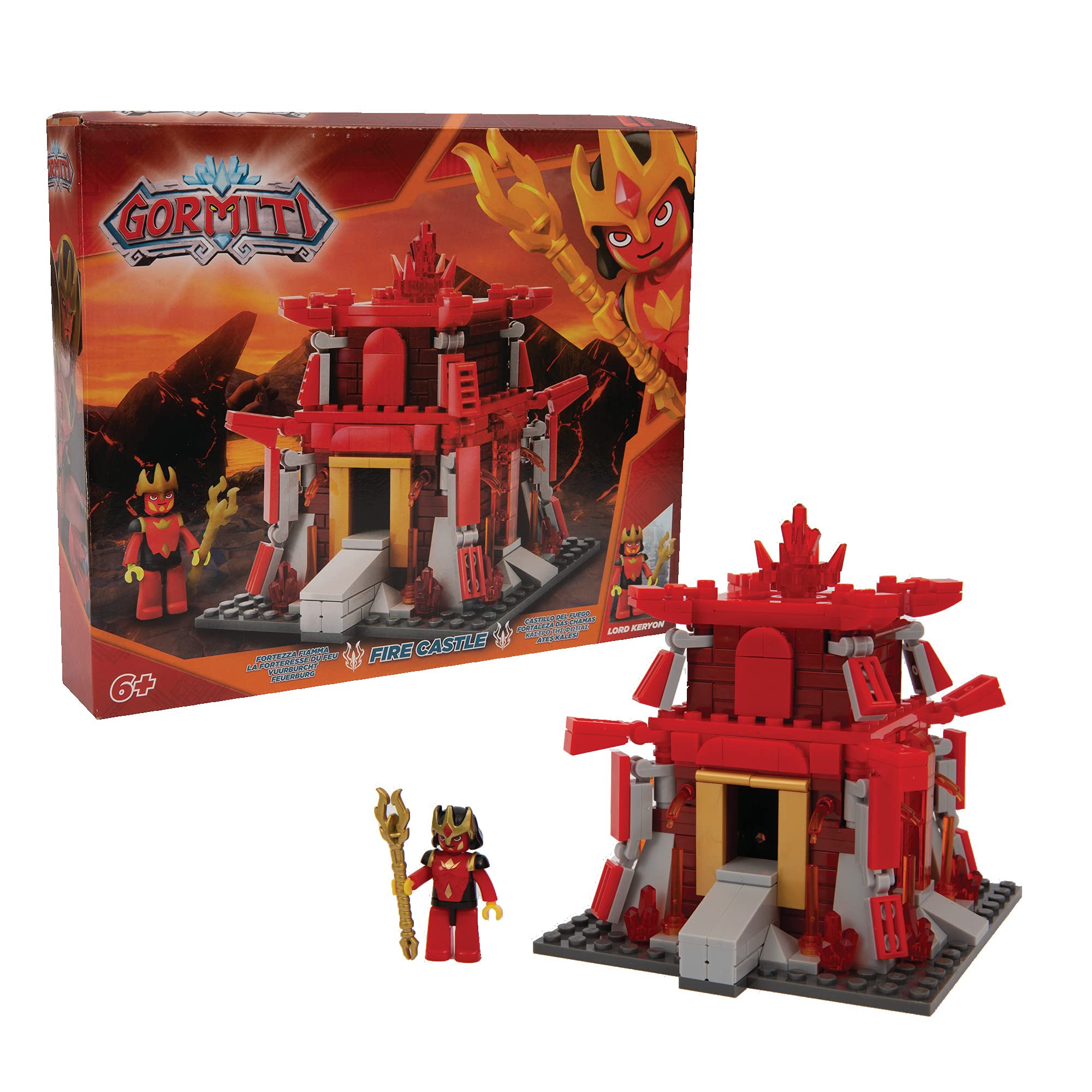 GORMITI - Fire Construction Set with Mini Figure Included, The Flame Fortress, 280 Pieces, for Children from 4 Years, Giochi Preziosi