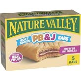 Nature Valley Pb &amp; Grape Jelly Soft Baked Bars, 5 ct, 9.75 oz | Peanut Butter &amp; Grape Jelly Layered Center, Made with Real Fruit, Great for Lunch Box or Road Trips