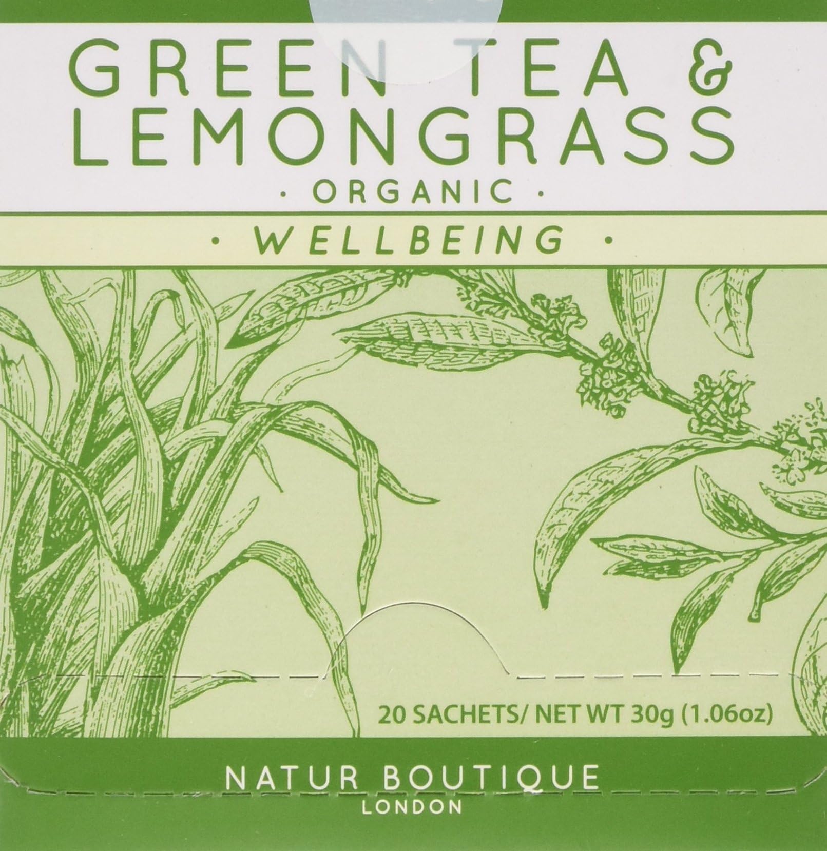 Natur Boutique Organic Green Tea and Lemongrass Sachets (Pack of 3)