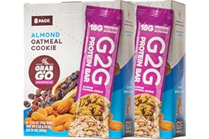 G2G Protein Bar, Almond Oatmeal Cookie, Real Food Ingredients, Refrigerated for Freshness.16 Count (2 Packs of 8)