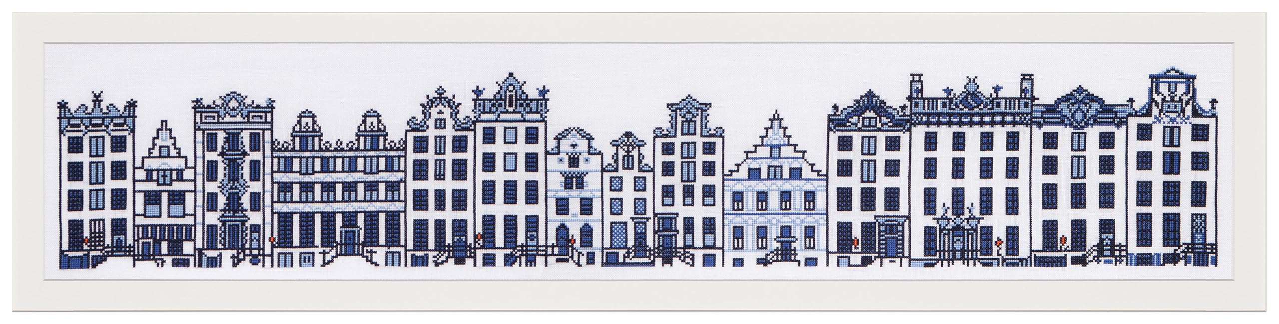 Thea Gouverneur - Counted Cross Stitch Kit - City Street Amsterdam - Aida - 16 Count - Embroidery Kits for Adults - Crafts - DMC Embroidery Threads and Other Cross Stitch Supplies Included - 873A