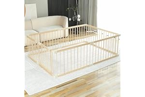 SMILEBABY Baby Playpen Play Fence Gate Play Pen Wood Large,Playpens for Babies and Toddlers Kids Indoor,Baby Play Yards Gym