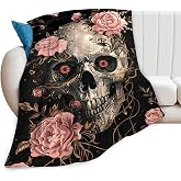 Skull Roses Throw Blanket - Skeleton Gifts and Decor - Soft, Warm, Cozy Fleece Blanket for Couch, Sofa, Bed - 50