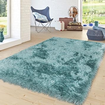 Amazon De Moderner Wohnzimmer Hochflor Teppich Shaggy Einfarbig