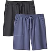 DAVID ARCHY Mens Pajama Shorts Quick-Dry & Lightweight Sleep Shorts Breathable Loungewear Pajama bottoms with Pockets 2 Pack