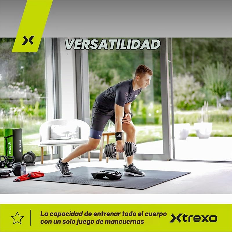 Mancuerna ajustable de 18 kg, regulación del peso con botón giratorio, pesas de hierro para entrenamiento de fuerza, mancuernas ajustables con mango ergonómico antideslizante