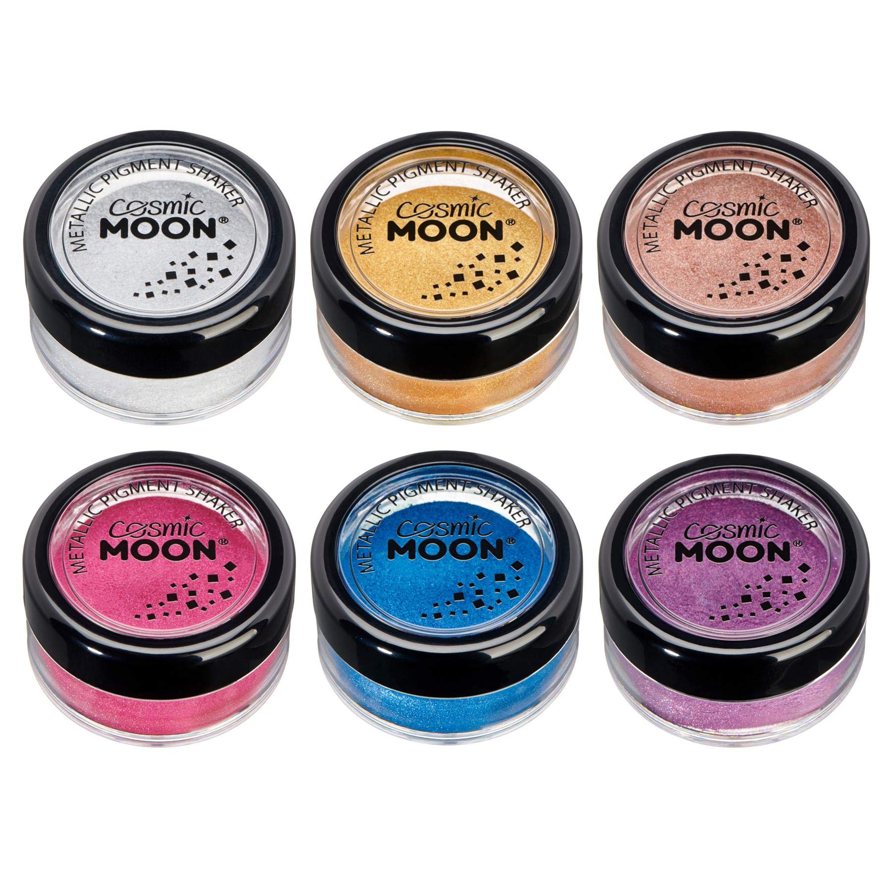 Matte Metallic Pigment Loose Face Powder - | Cosmic Moon | Cosmetic Pearlescent Powder | Eye Shadow, Makeup for Face, Eyes & Body (Set of 6)