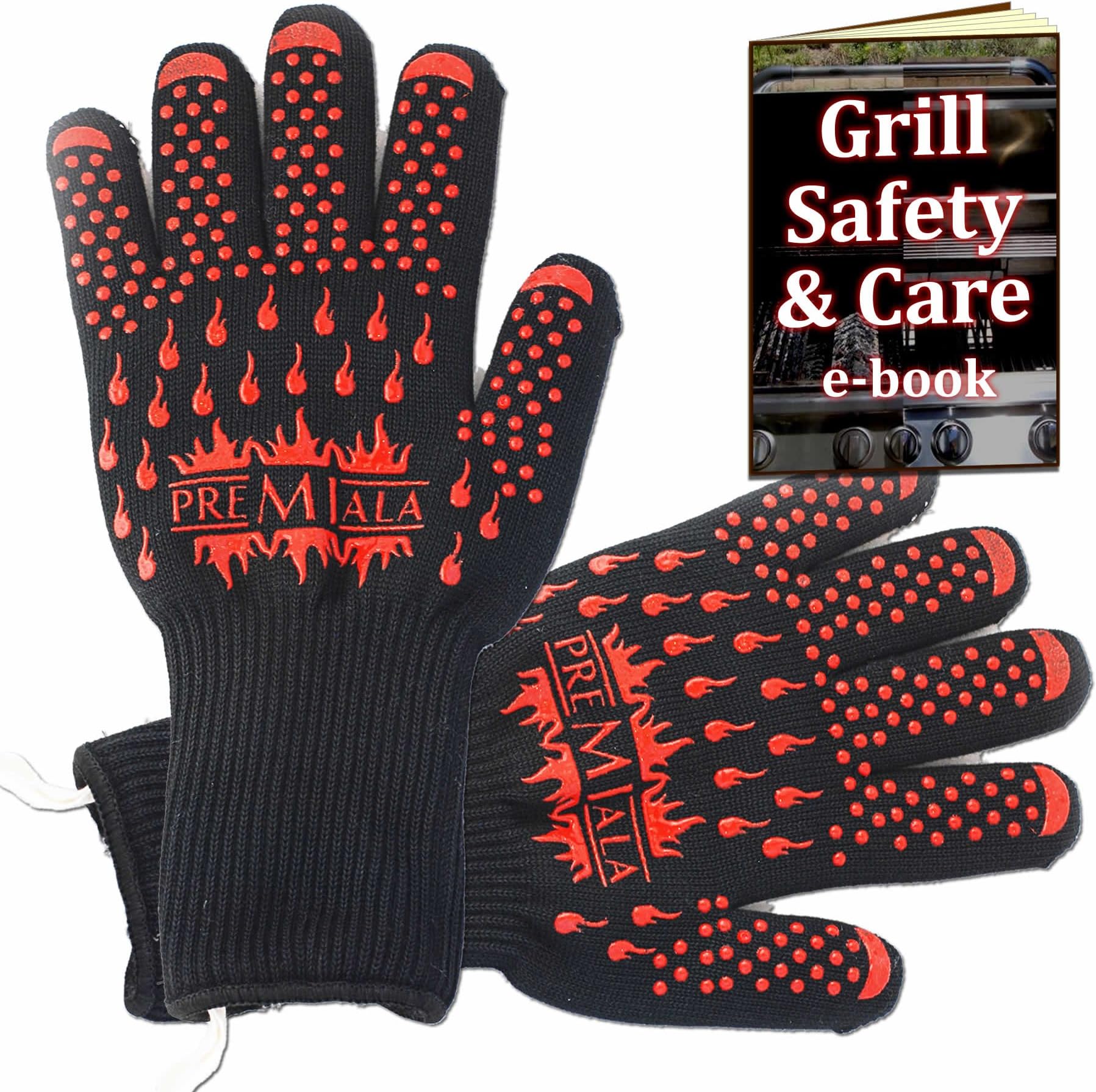 Amazing BBQ Oven Gloves 14" - Can Stay On While BBQ'ing For Perfectly Timed Cooking! EN407-rated Kevlar 932F Protection, Best For Baking, Ovens, Preserving Without All The Fuss! (Medium)