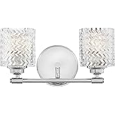 Hinkley Elle Collection Two Light Bathroom Vanity Fixture with Clear Chevron Glass, Chrome