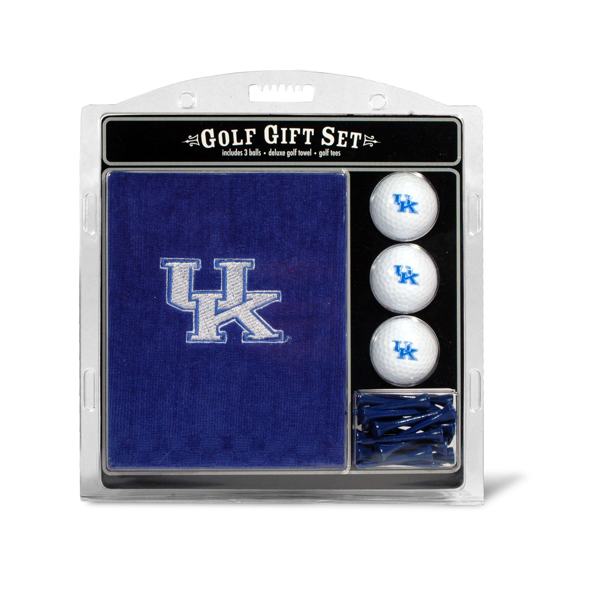 Team Golf NCAA Kentucky Wildcats Gift Set: Embroidered Golf Towel, 3 Golf Balls, and 14 Golf Tees 2-3/4" Regulation, Tri-Fold Towel 16" x 22" & 100% Cotton