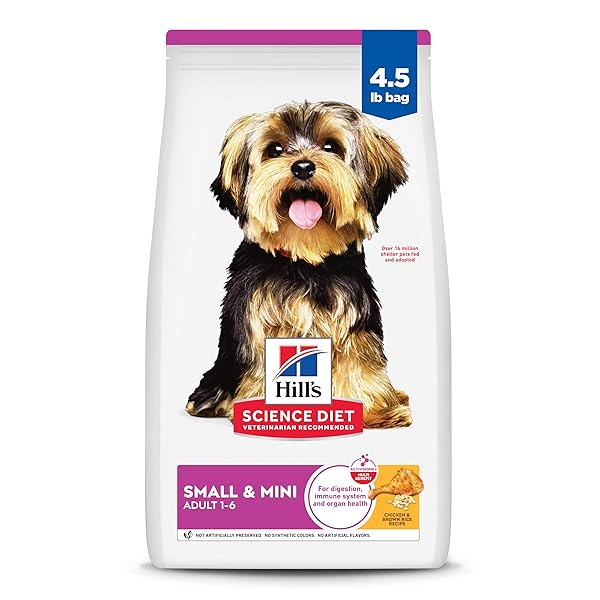 HILL’S SCIENCE DIET ADULT 1-6 SMALL & MINI DRY DOG FOOD, CHICKEN & BROWN RICE, 4.5 LB. BAG