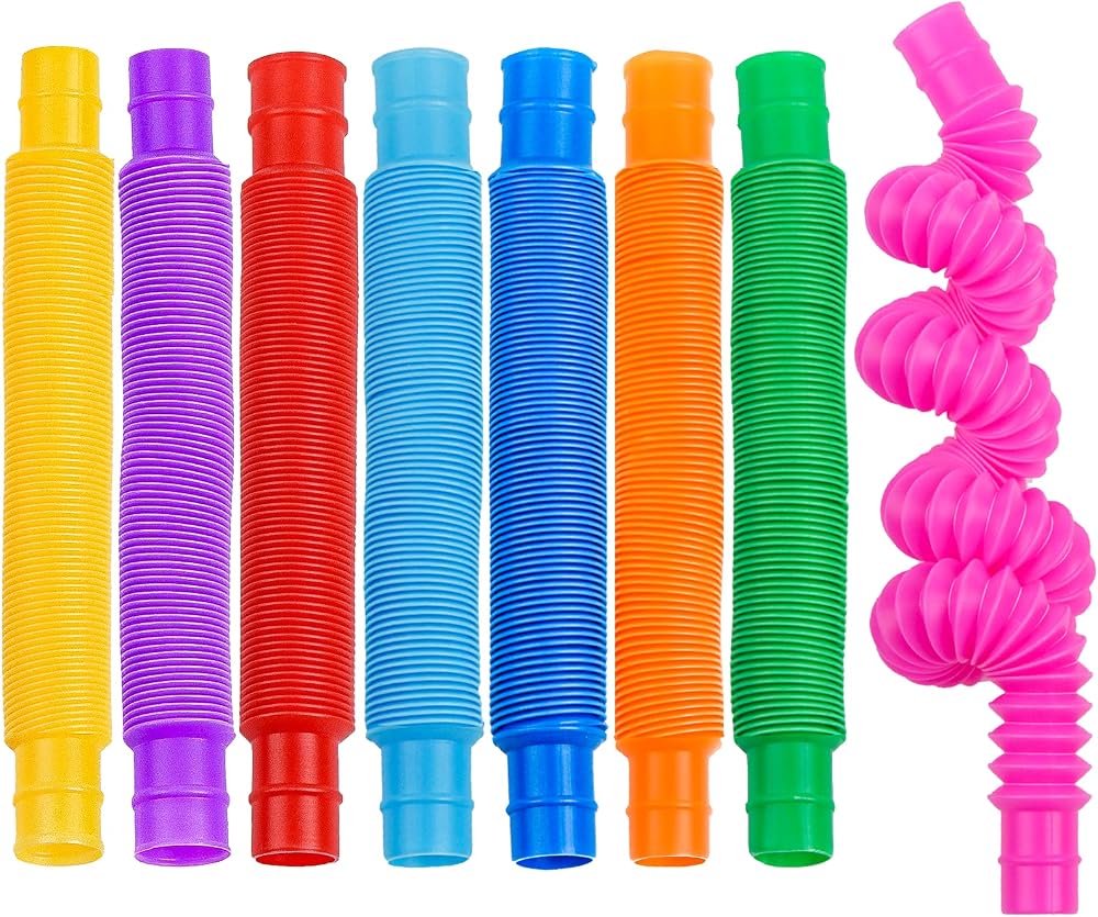 SULOLI 8pcs Pop Tubes Sensory Fidget Toys for Autism Anxiety Stress Relief