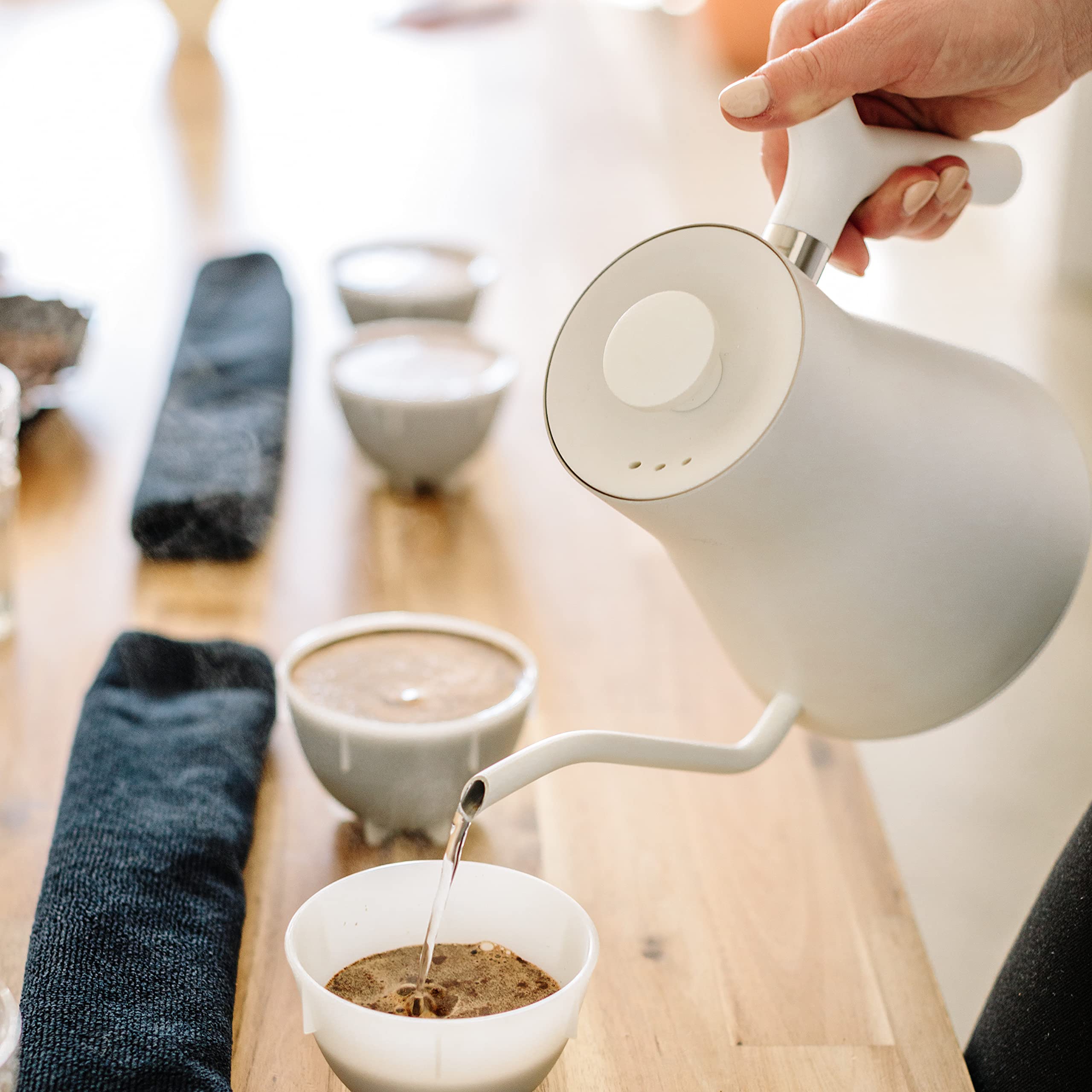 Fellow Stagg EKG Electric Gooseneck Kettle - Pour-Over Coffee and Tea Water Boiler - Stainless Steel, Quick Heating for Boiling Water - Matte White
