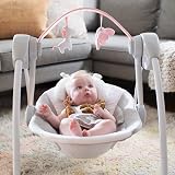 Ingenuity Comfort 2 Go Portable Swing 6-Speed 0-9 Months Pink Flora Unicorn view 5