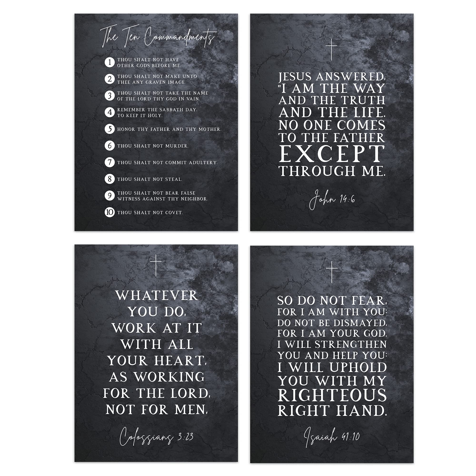 Artery8 Christian Bible Verses The Ten Commandments Unframed Poster Art Print Mixed Pack of 4 A4
