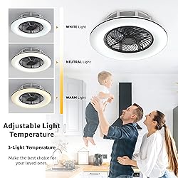 PrimeMall Bladeless Ceiling Fan with Light and
