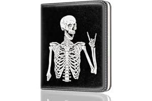Rouidr Womens Wallet, RFID Small Slim Wallet for Women, Cute Bifold Leather Pocket Credit Card Holder Ladies Mini Purse with Zipper Coin Pocket & ID Window, Abstract Skull