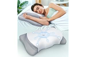 KAATTOP Adjustable Height Cervical Neck Pillow for Pain Relief, Hollow Contour Pillow with Cooling Breathable Pillowcase, Odorless Memory Foam Pillows, Orthopedic Bed Pillow Support Shoulder Side Back Stomach