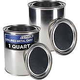 Master Elite 1 Quart Unlined Empty Metal Paint Can Bucket with Lids, Pack of 2 - Triple Tight Lid Seal, 32 fl. oz. Steel Coating Storage Container Tin - Store Leftover Oil-Based Paint, Automotive, Art
