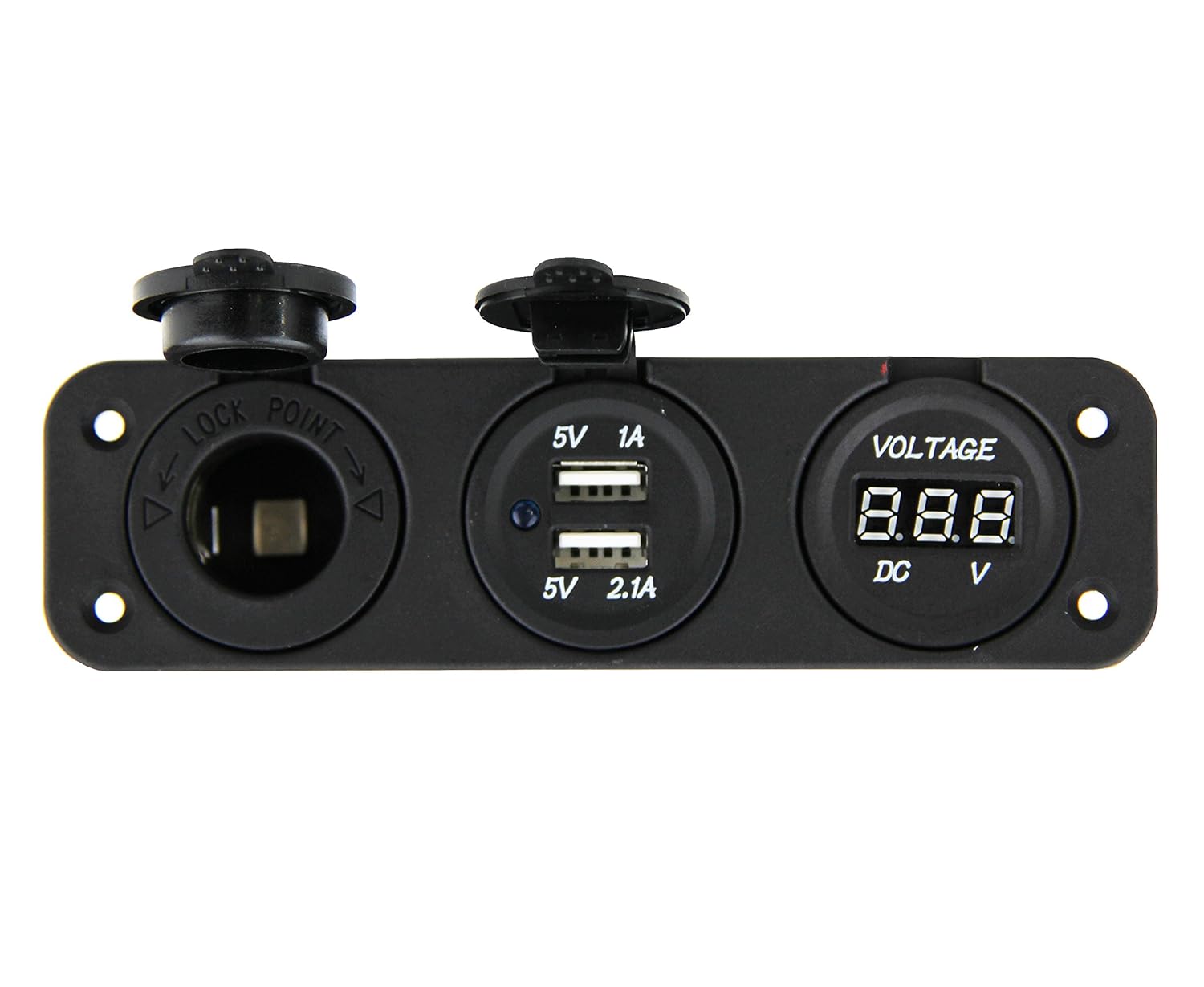 Marine Grade Triple Panel Cigarette Lighter Socket Plug Outlet, Dual USB Charger eBay