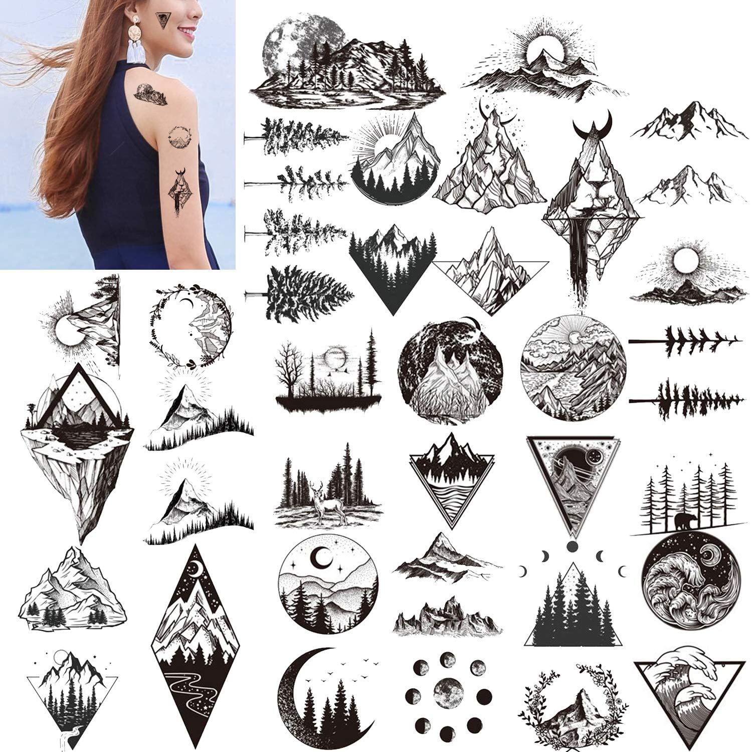 Consait Temporary Tattoo Waterproof Black Tattoo Body Art Small Sheets Tattoo Sticker Fake Arm Tattoos Sticker For Men Women 20 Sheets Amazon De Beauty