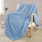 Exclusivo Mezcla Fleece Throw Blanket for Couch, Extra Large Fuzzy Stone Blue Bed Blankets, Soft Cozy Plush Sofa Throws for All Seasons, 50x60 Inches