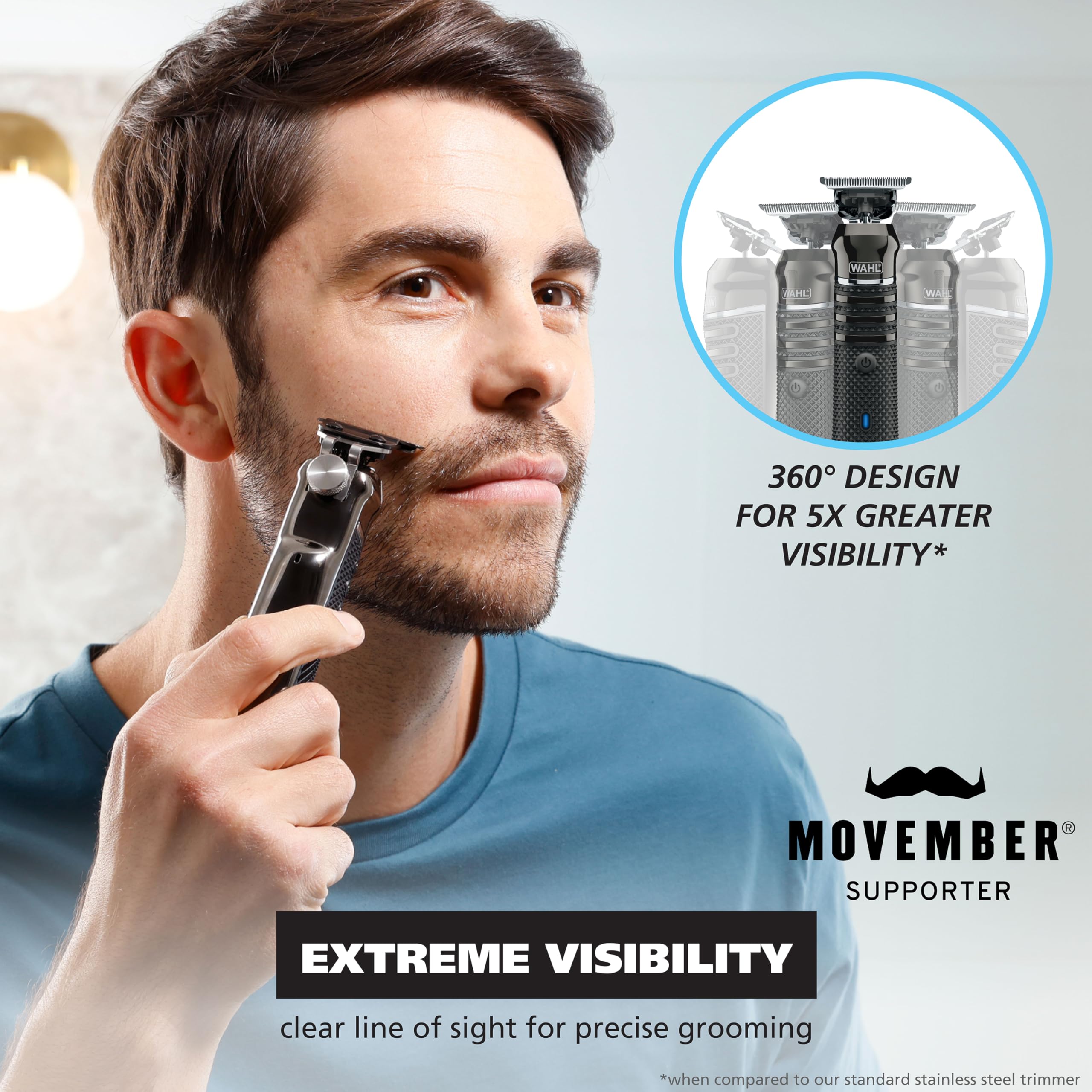 Wahl USA Pro Series High Visibility Skeleton Style Trimmer, Lithium-Ion Cordless USB Rechargeable All in One Shaving & Close Cutting Beard Trimmer for Men with Near Zero Gap Blade – 3026018