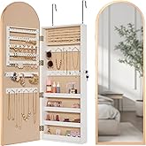 Best Choice Products Arch Mirror Jewelry Cabinet, Jewelry Storage Organizer, Armoire, Lockable Wall or Door Mountable, Full-Length Mirror - Gold