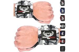 BEAST RAGE Wrist Wraps for Weightlifting - Adjustable Lifting Straps With Thumb Loop for Enhanced Gym Support, Powerlifting, Bodybuilding and Workout