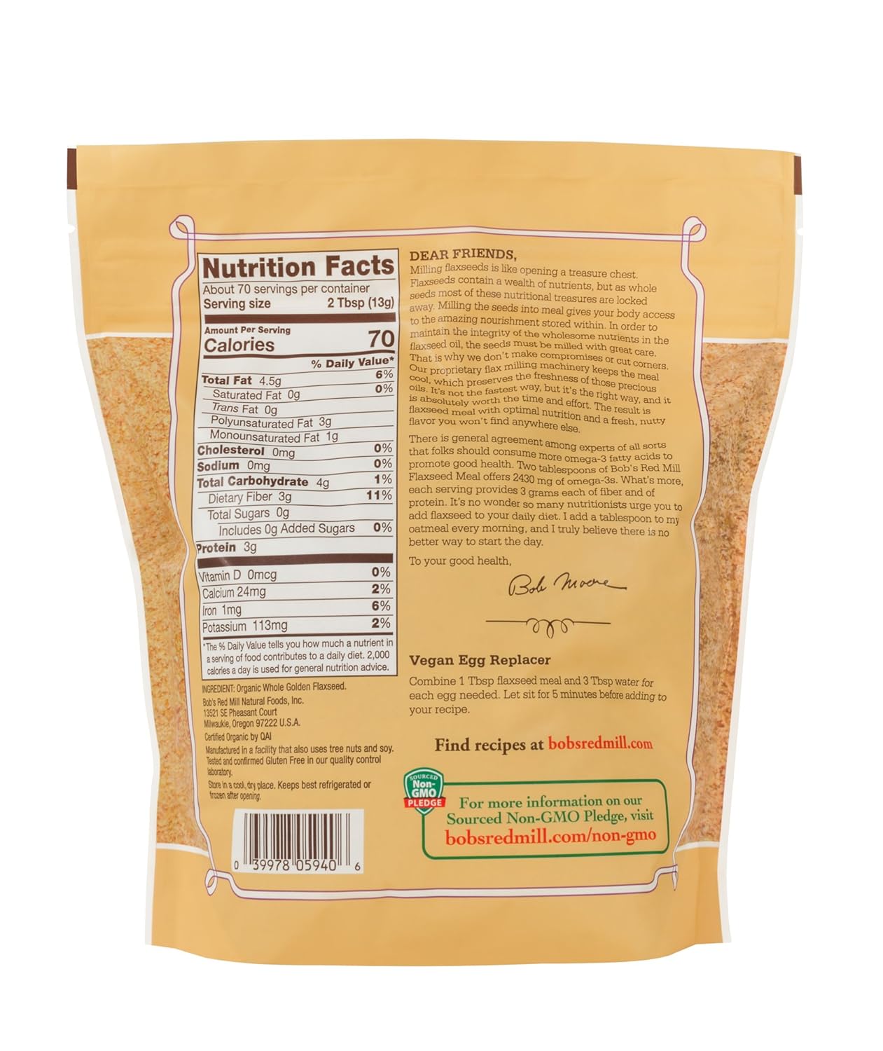 Bobs Red Mill - Comida de linaza orgánica dorada: Amazon ...