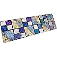 Hominter Tile Sample 3 x 12 Inches: Multi Colored Glass Tiles for Bathroom, Silver Coated Crystal Mosaic Kitchen Tiles, Clear Glossy Tile Backsplash Walls D1391
