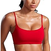 CRZ YOGA Butterbreeze Scoop Neck Sports Bras for Women - Spaghetti Straps Wireless Workout Padded Gym Cami Top