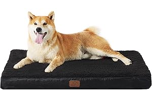 Bedsure Large Dog Bed for Large Dogs - Big Orthopedic Waterproof Dog Beds with Removable Washable Cover, Egg Crate Foam Pet Bed Mat, Suitable for Dogs Up to 65 lbs, Black