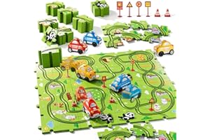 Bennol Toddler Toys Gifts for 2 3 4 5 Year Old Boys, 73 Jigsaw Puzzle Race Track Car Set Toys for Kids Boys Toddlers 1-3 2-4 3-5 4-6, Puzzle Tracks Car Toy Gifts for 2 3 4 5 Year Old Boy Kids