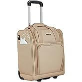 French Connection 16" Underseat Carry-On Luggage with USB/USB-C Ports, Toasted Almond