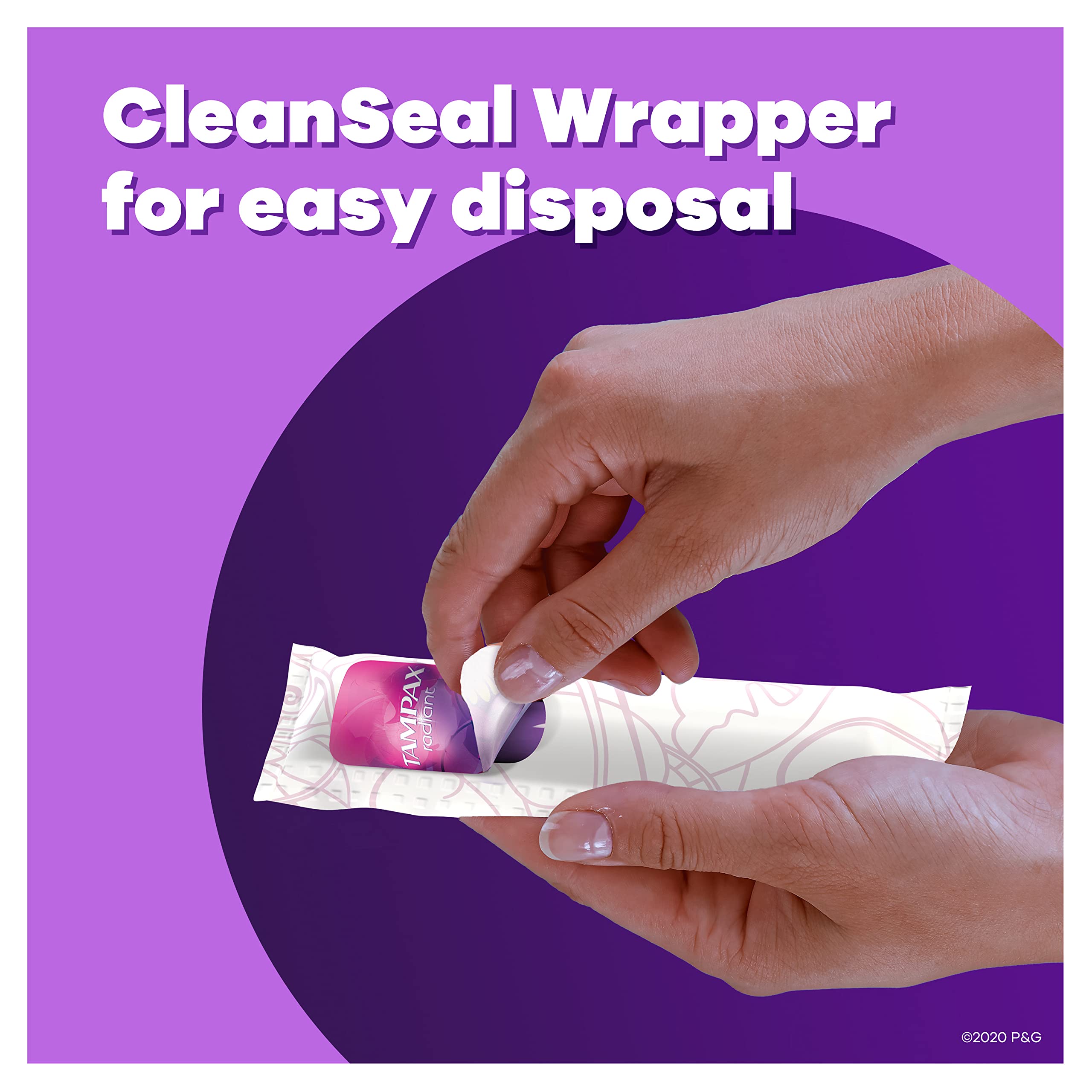 Tampax Radiant Tampons for Women Multipack, with LeakGuard Braid, Regular/Super Absorbency, Unscented, 84 Count (3 Packs of 28)