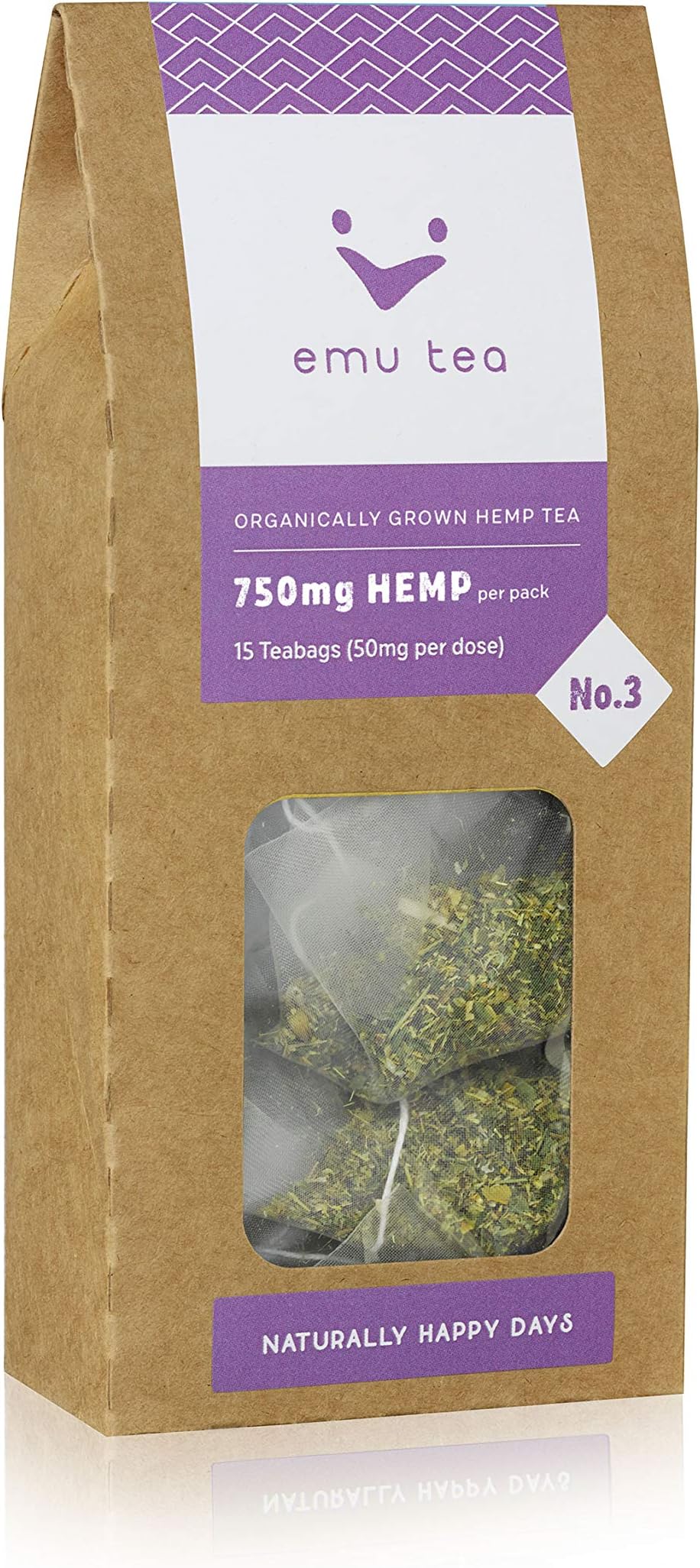 Organically Grown Hemp Tea - 750mg per Pack, 50mg per Bag