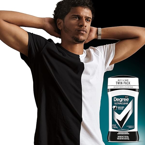 DEGREE MEN ULTRACLEAR ANTIPERSPIRANT DEODORANT BLACK+WHITE 2 COUNT 72-HOUR SWEAT & ODOR PROTECTION ANTIPERSPIRANT FOR MEN WITH MOTIONSENSE TECHNOLOGY 2.7 OZ