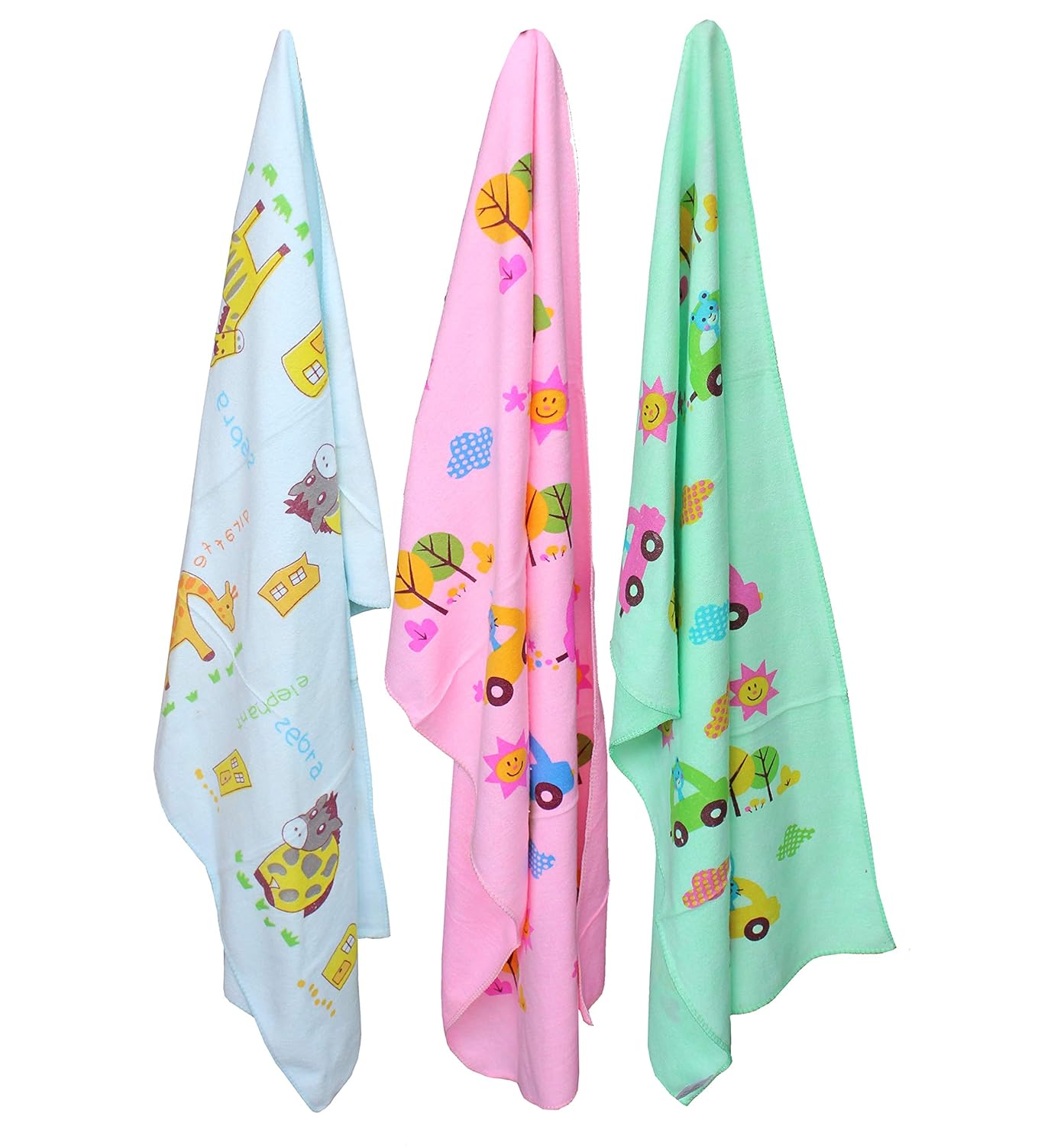 My Newborn Soft Fleece Baby Bath Towel Set, Multicolor (Pack of 3