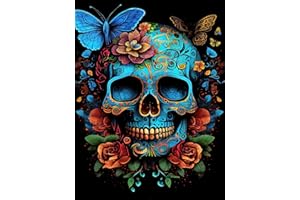 mrpwnle Skull Flower Diamond Painting Kits for Adults, DIY Butterfly Diamond Art, Full Round Drill 5D Full Drill Crystal Rhinestone Diamond Art Kits,Gem Art Craft Home Wall Decor 12 x 16 Inch
