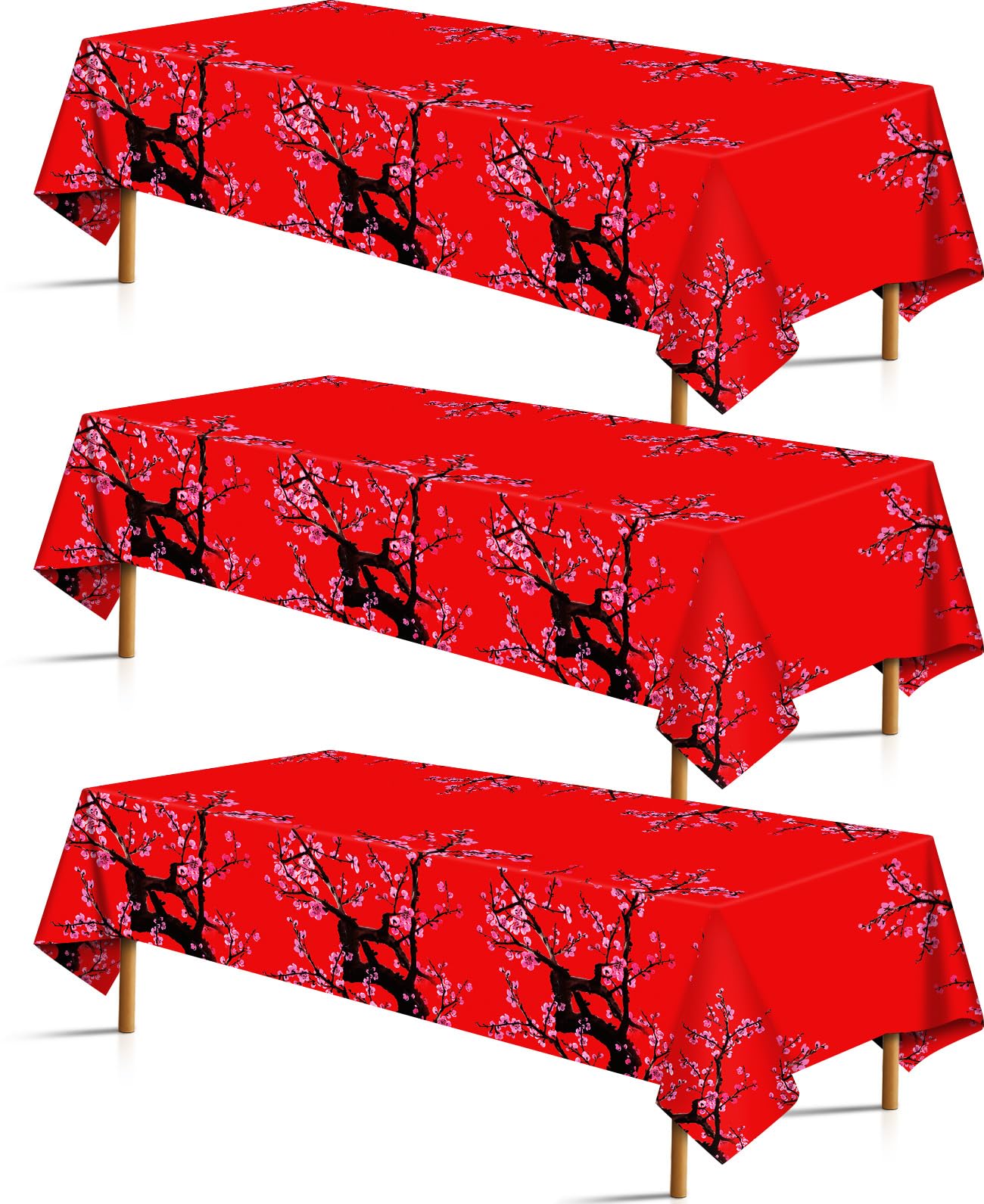 Photo 1 of 3Pcs Cherry Blossom Tablecloth Hibachi Party Decorations Chinese Japanese Cherry Flowers Plastic Table Cover Floral Disposable Table Cloth for Hibachi New Year Spring Festival Wedding 108x54 Inch