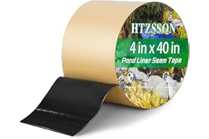 HTZSSON Pond Liner Seam Tape 4" x 40" - Double Sided Butyl Adhesive Tape for EPDM Liners, Waterproof Repair Patch for Ponds, 