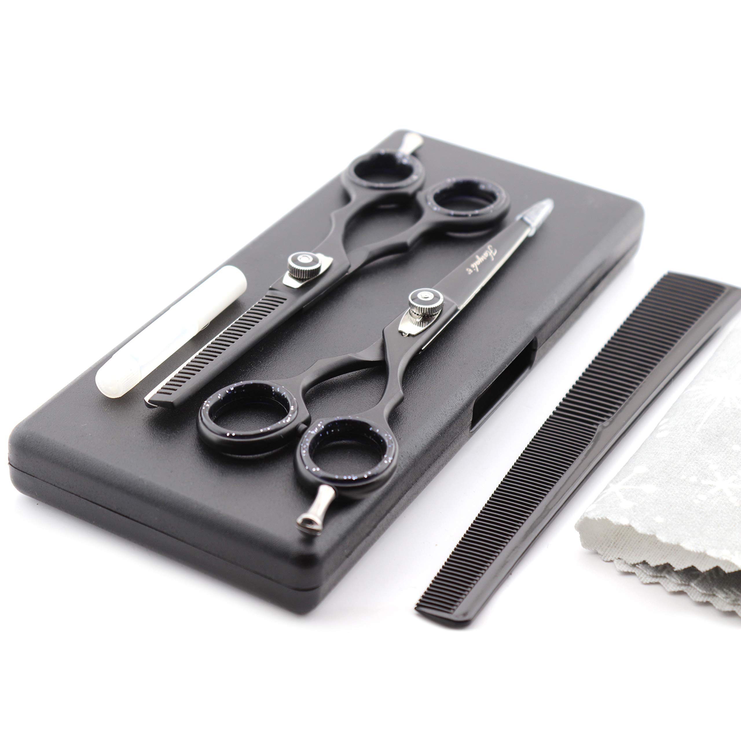 Haryali London, 6” Hairdressing Scissors Set, Sharp Hair Cutting & Thinning Scissors for Home and Salon, Japanese Steel Barber Shears Kit, Hairdresser Trimming Shears Set – Matte Black