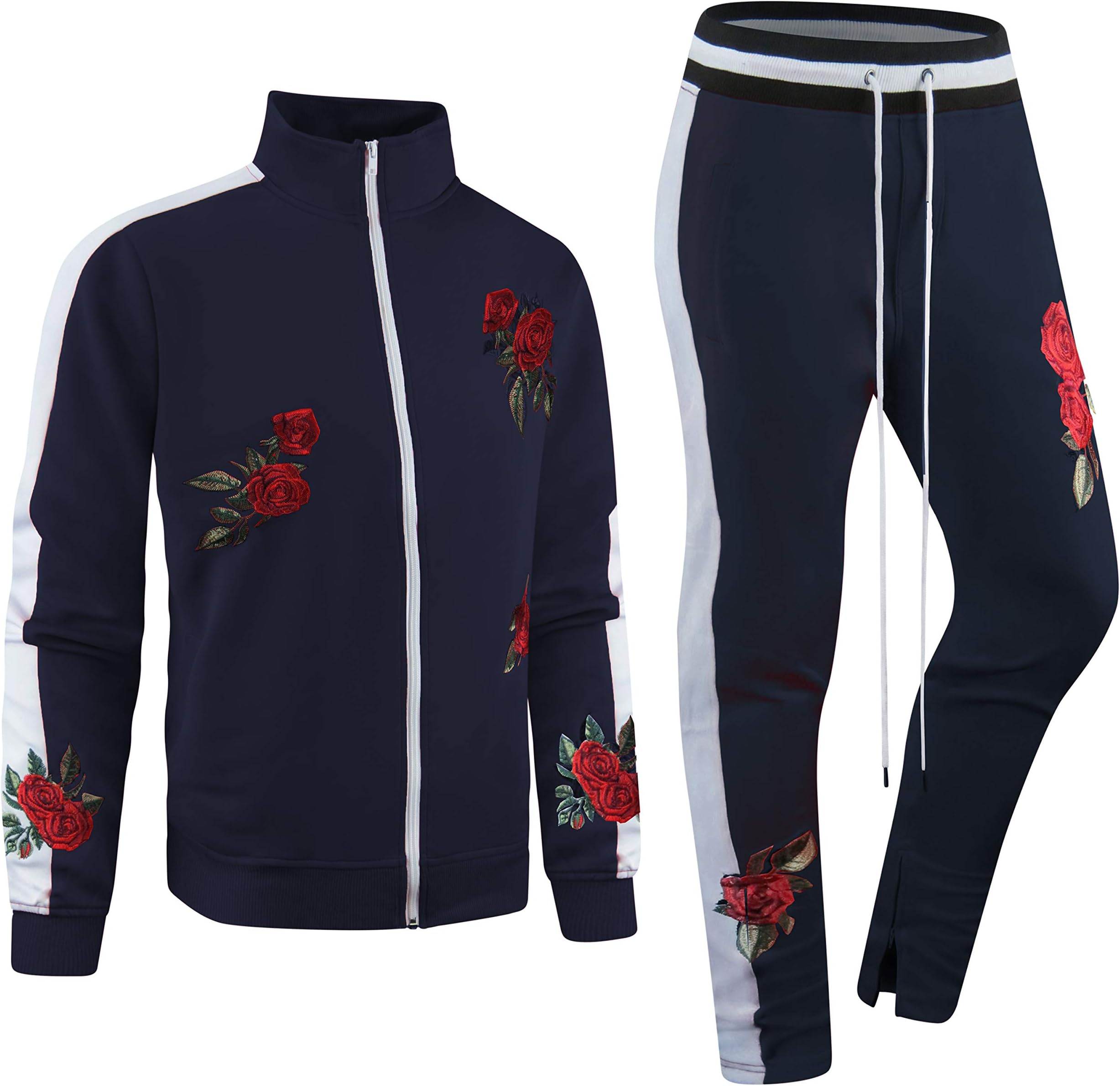 ALMAS APPAREL New Men Stripe Zip Pocket Track Pants Sweatsuit Men's Tracksuits Zipper Joggers