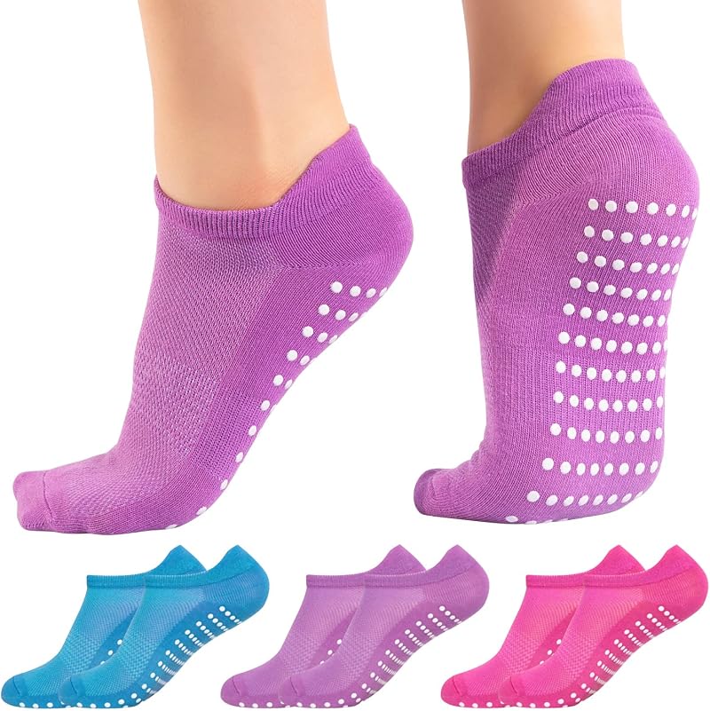 All Things Accessory Non-Slip Yoga & Pilates Socks 3 Pairs UK 4-8