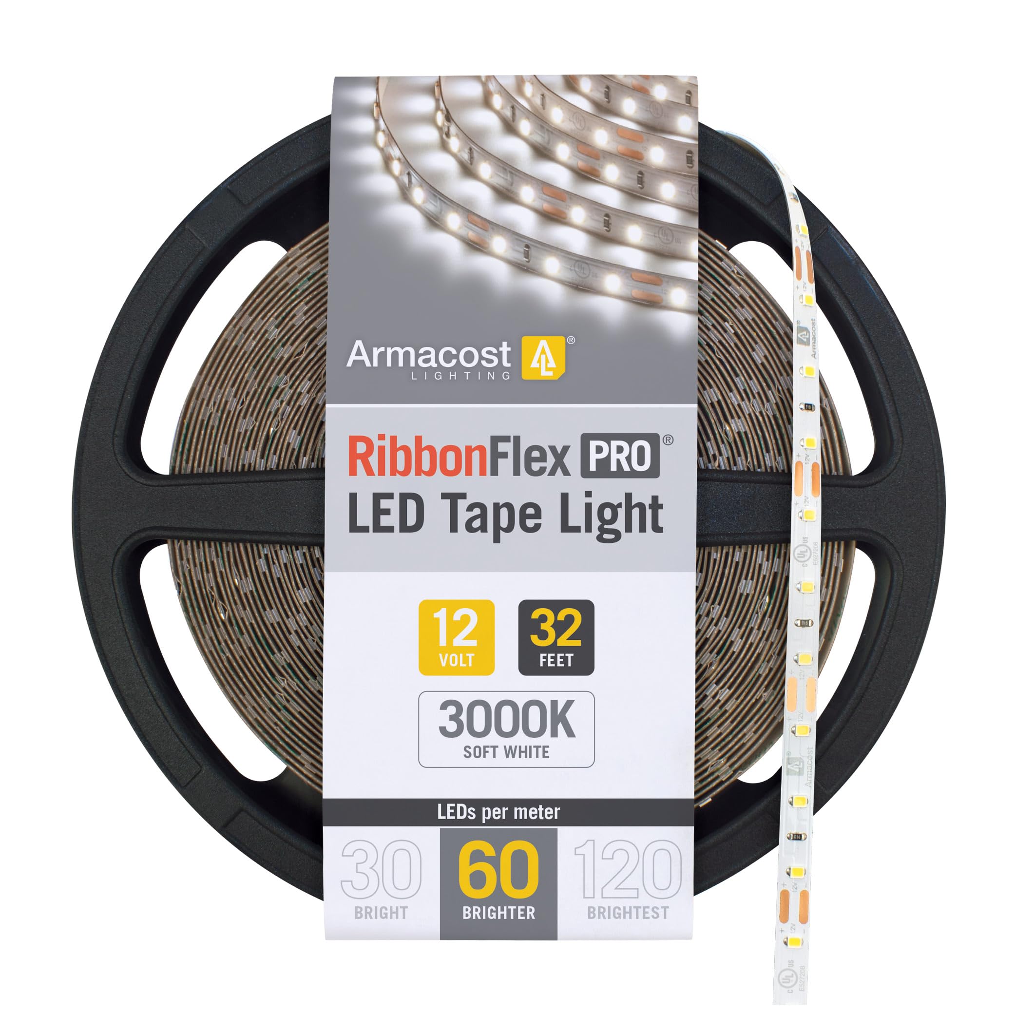 Photo 1 of Armacost Lighting RibbonFlex Pro 12V White LED Strip Lights 60 LED/m, 3000K, 32.8 ft 142250